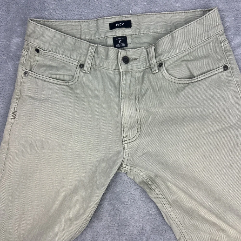 RVCA Jeans Mens Daggers Fit 32 Green‎ Slim Straight Leg